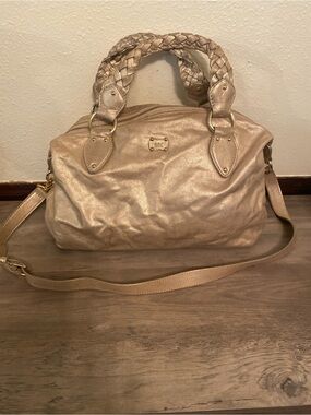Michael Kors Metallic Gold Satchel with Braided Handles